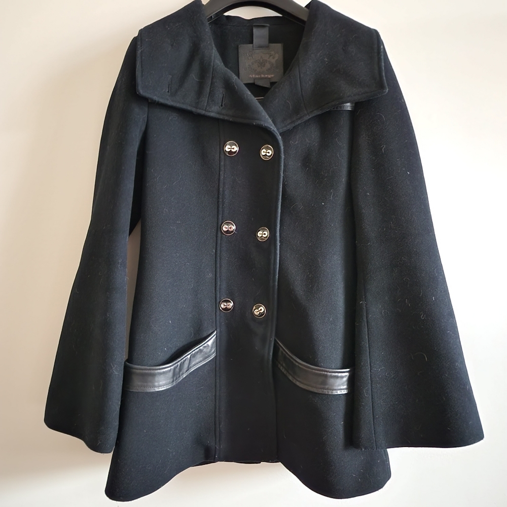 MACKAGE I S Wool Cashmere Blend Peacoat I Black With Leather Trim